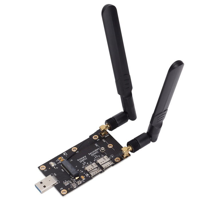 ASHATA NGFF M.2 auf USB3.0 Adapter,Dual-SIM-Kartensteckplatz LTE-Modem mit Antennenschrauben und Sch