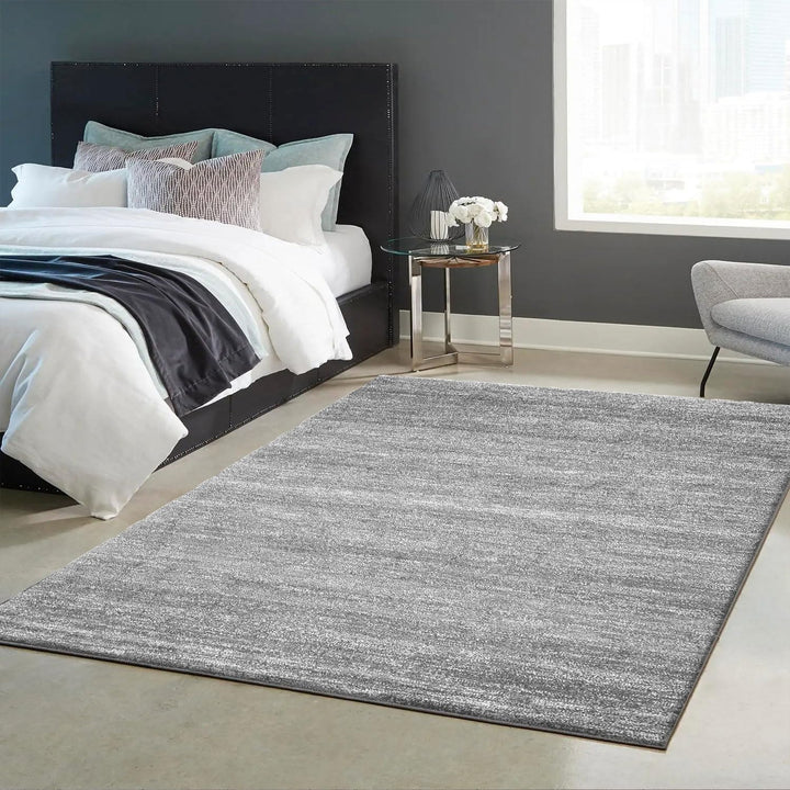 VIMODA Teppich Modern Grau Kurzflor Meliert Farbecht Pflegeleicht, Masse:80 x 300 cm, 80 x 300 cm