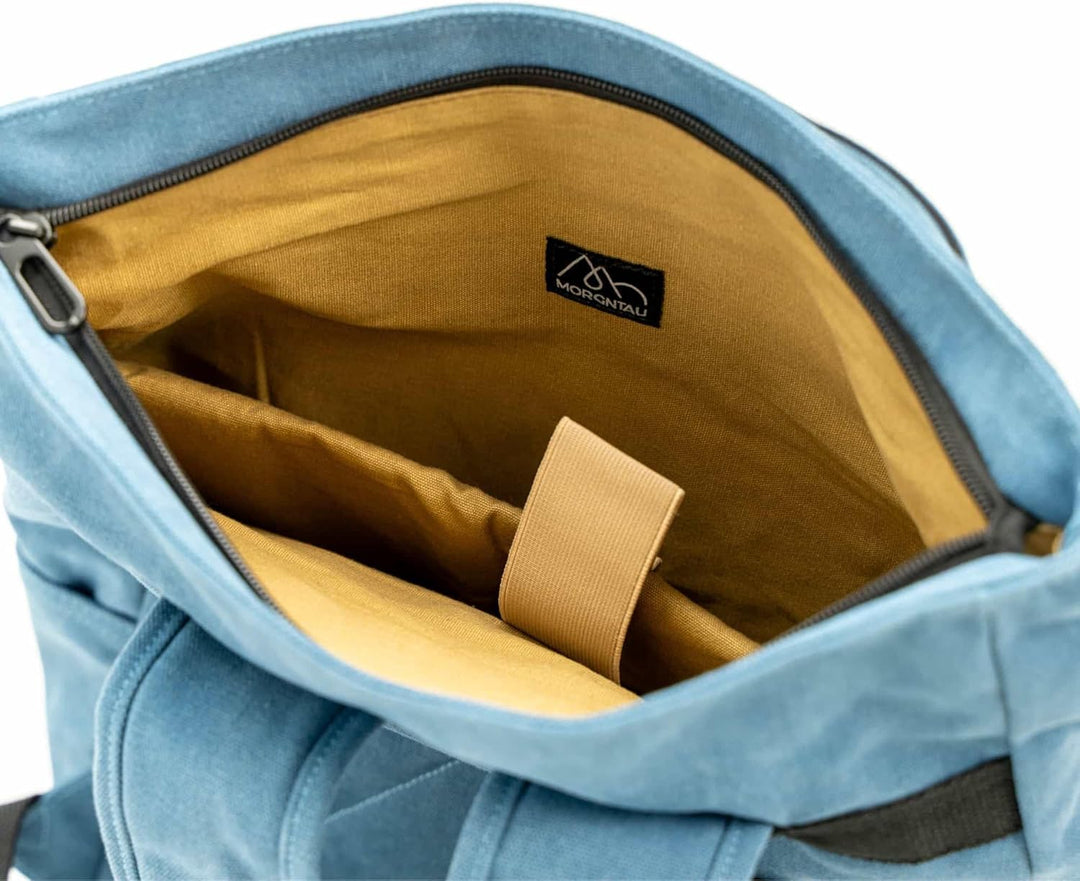 Canvas-Rucksack Kolibri/Alltagsbegleiter mit 20l Volumen/Fächervielfalt/Rolltop – Blau