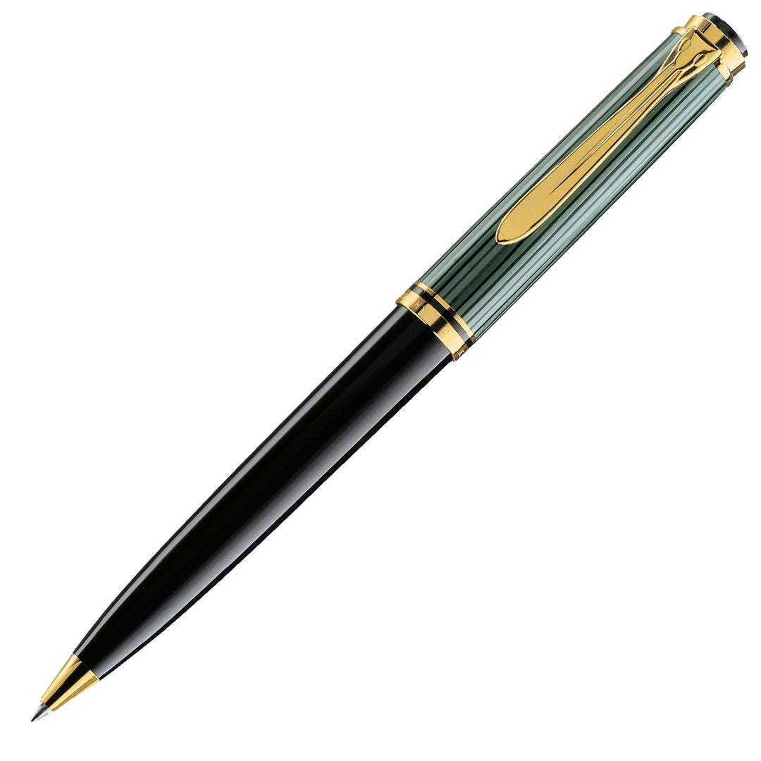 Pelikan Kugelschreiber Souverän 800, Schwarz-Grün, hochwertiger Drehkugelschreiber im Geschenk-Etui,