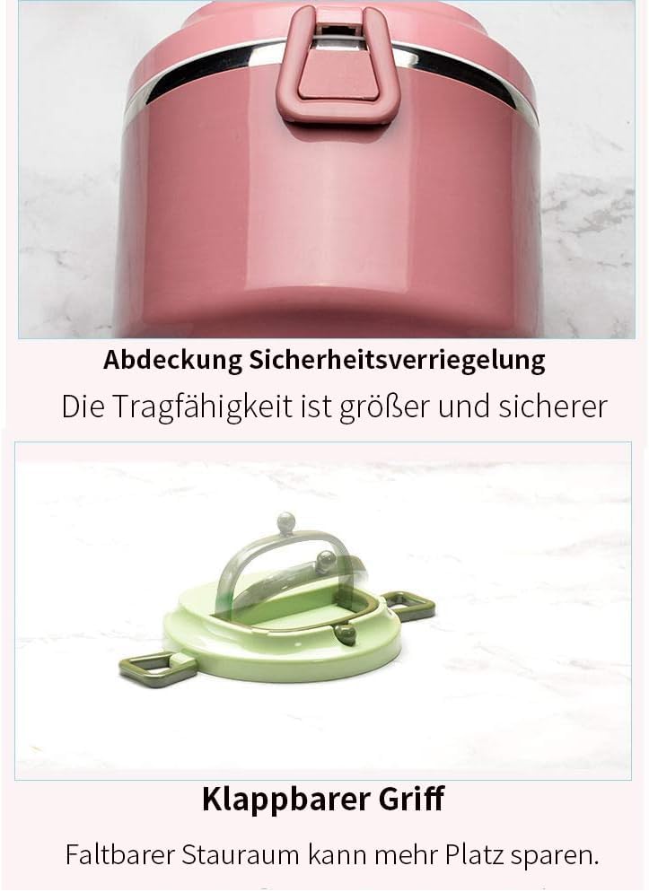 SANQIAHOME 2 Schichten Mehrschichtige stapelbare Edelstahl-Lunchbox,Auslaufsicher,grün Grün 2 Schich