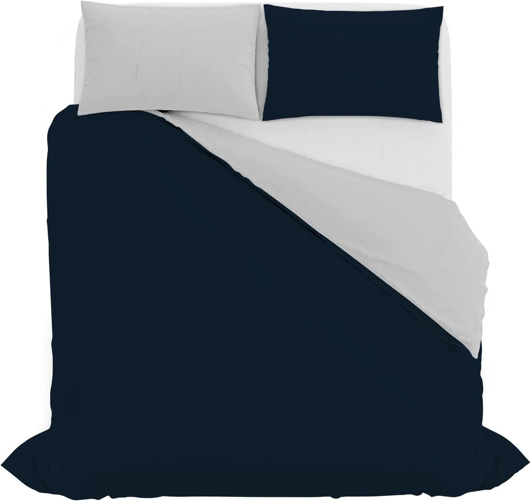 Italian Bed Linen Bettwäscheset für Doppelbetten, 250 x 200 cm 250 x 200 cm Blau/Grau, Blau/Grau