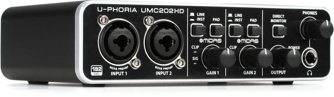 Behringer U-PHORIA UMC202HD Audiophiles 2x2, 24-Bit/192 kHz USB-Audio-Interface mit Midas-Mikrofonvo