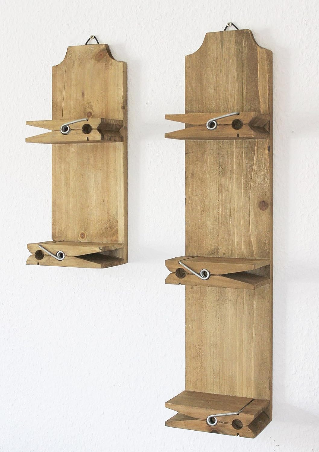 DanDiBo Wandregal 14B460-61 2er Set Setzkasten 39 cm und 64 cm Wäscheklammer Wandkonsole