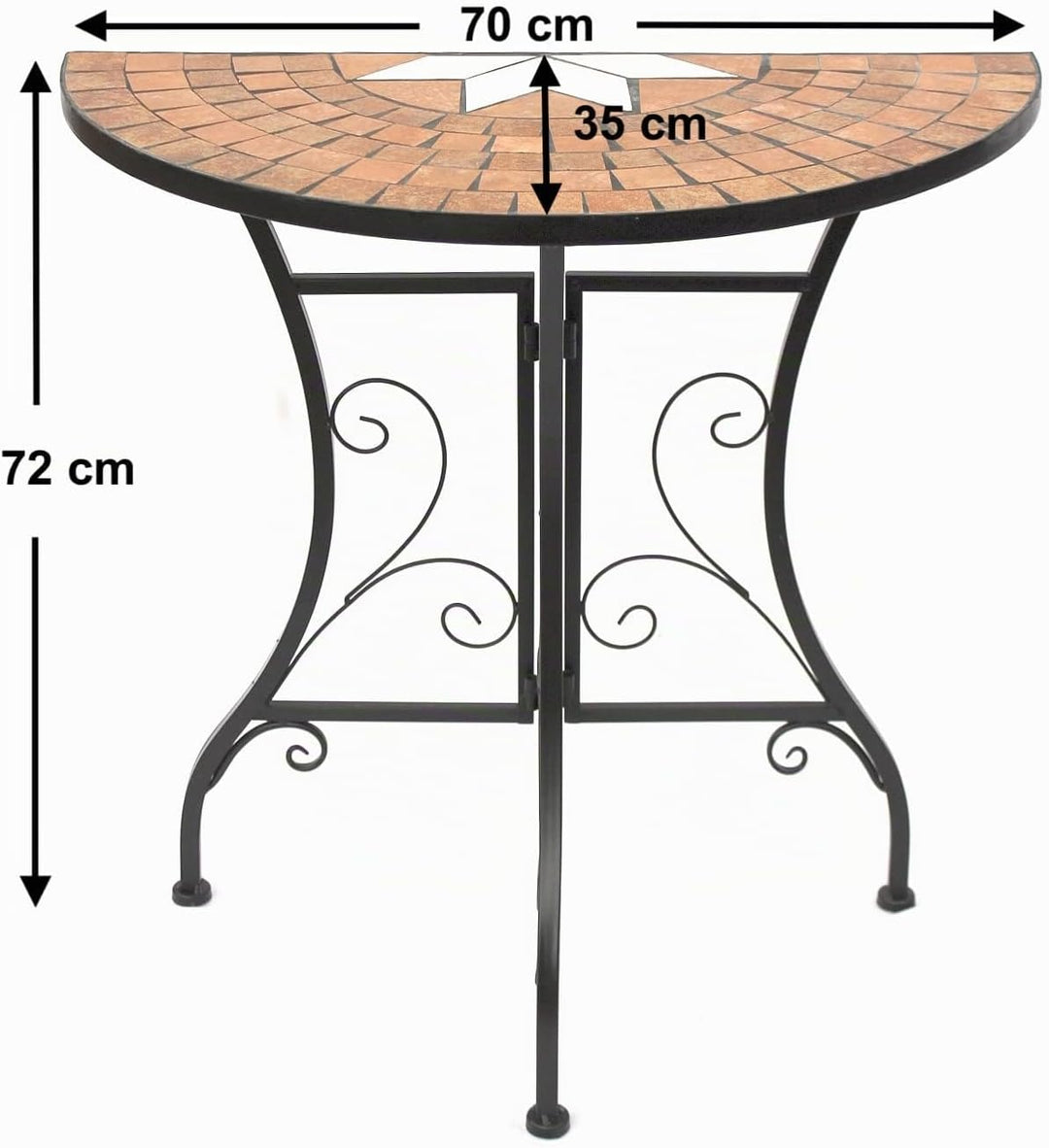 DanDiBo Tisch Halbrund Konsolentisch Wandtisch 120041 Beistelltisch Metall Mosaik 70 cm