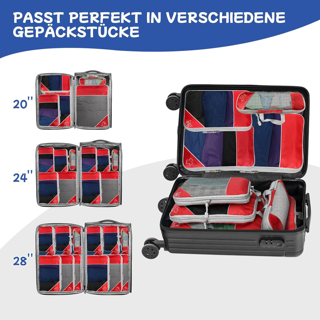 5-teilig Kompressions Packwürfel Set für Reisen, Compression Packing Cube zur Organisation Ihres Rei