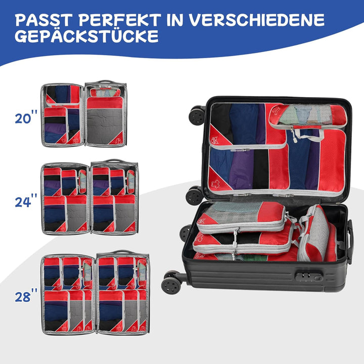 5-teilig Kompressions Packwürfel Set für Reisen, Compression Packing Cube zur Organisation Ihres Rei