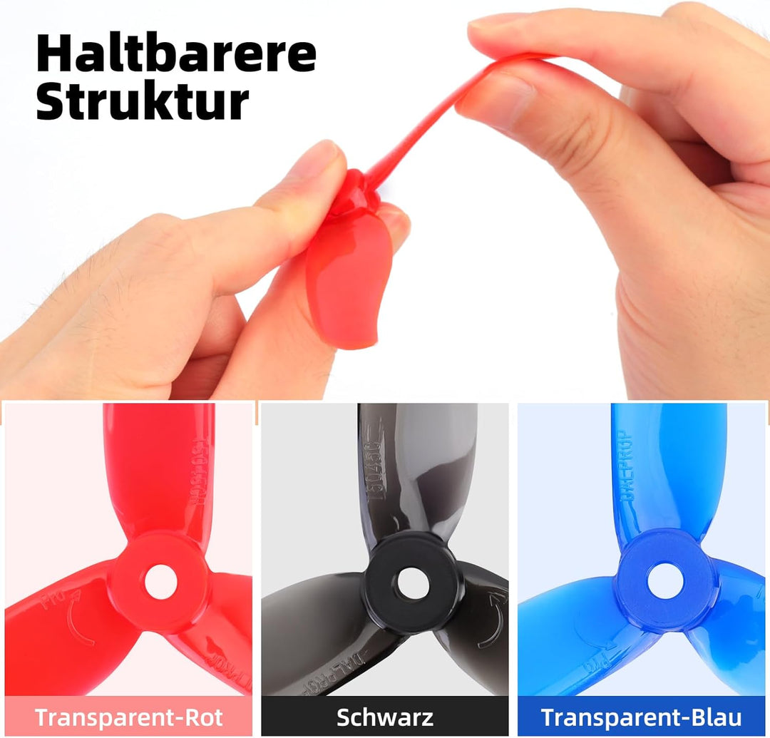 12pcs 5045 3-Blatt Propeller, 5Zoll Tri Blade Props für 2204 2205 2206-2306 Brushless Motoren FPV Ra