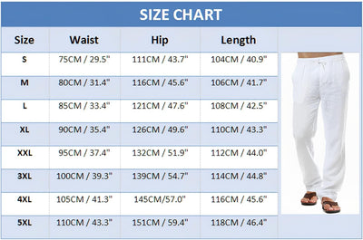 Herren-Leinenhose, lässige Baumwollhose, Sommerhose, Strandhose, leichte Hose mit Kordelzug S Marine