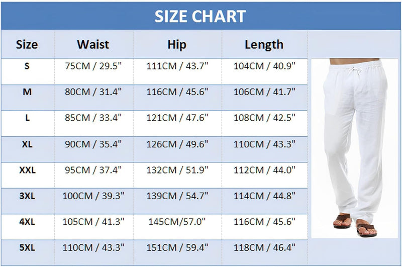 Herren-Leinenhose, lässige Baumwollhose, Sommerhose, Strandhose, leichte Hose mit Kordelzug S Marine