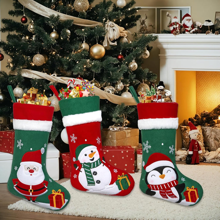 Nikolausstrumpf 3 er Set Nikolausstiefel zum Befüllen Grosse Weihnachtsstrumpf Weihnachtssocken Kami