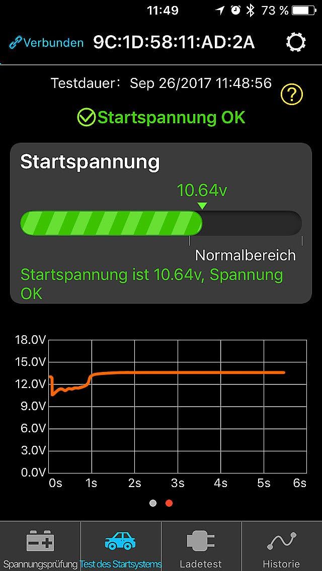 Lescars Batterietester: Kfz-Batterie-Wächter mit Bluetooth und App, für 12-Volt-Batterien (Batteriew