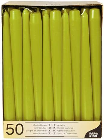 50 Leuchterkerzen Ø 2,2 cm · 25 cm olivgrün Papstar Kerzen olive