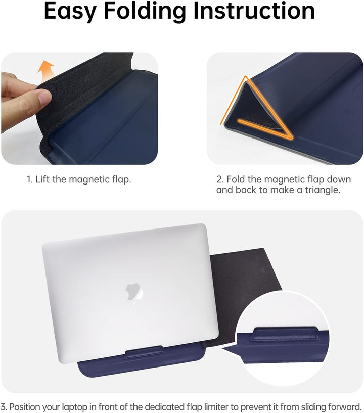 NOVOO RT13 4-in-1 Laptop-Schutzhülle für Leder, wasserdicht, ergonomische Ständer, Kartenfächer, Mau