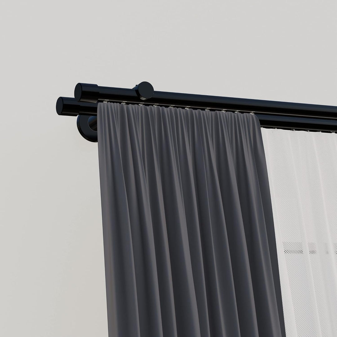 Tilldekor Innenlauf Gardinenstange HIGH-LINE ANDRAX, 2-Lauf, schwarz-glanz, Ø 20 mm, 240 cm, inkl. T