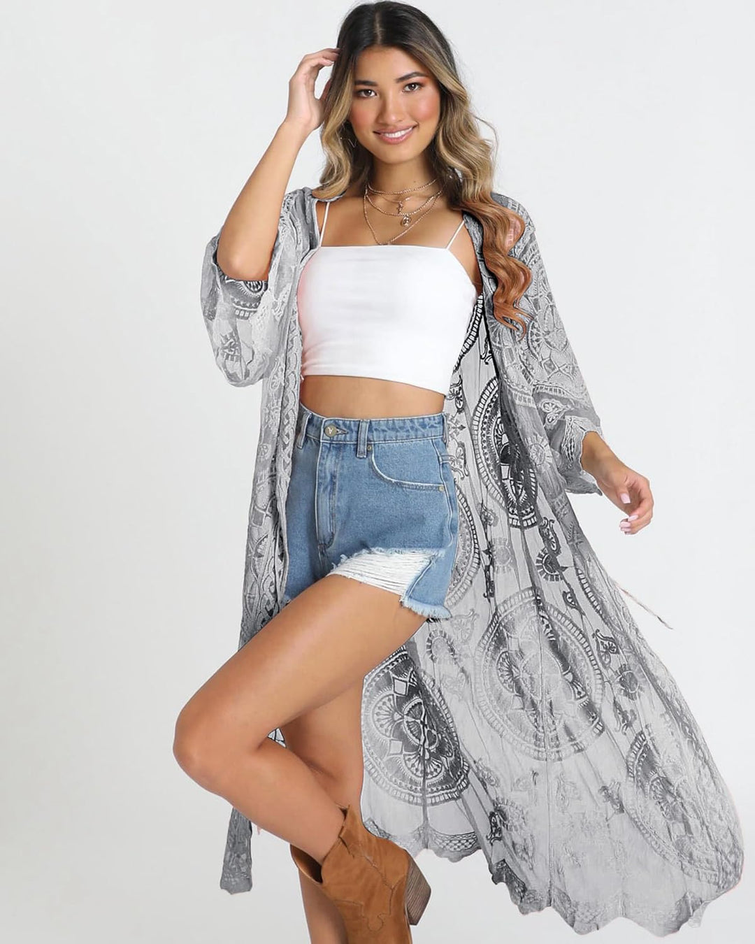 Bsubseach Sommer Strandkeid für Frauen Button Down Strand Shirt Kleid Badeanzug Cover Up V-Ausschnit