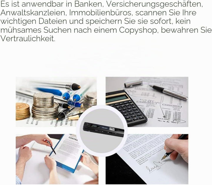Tragbarer Dokumentenscanner mit 16GTF-Karte, 900 DPI A4 Handscanner Dokumentenscanner, JPG/PDF Hochg