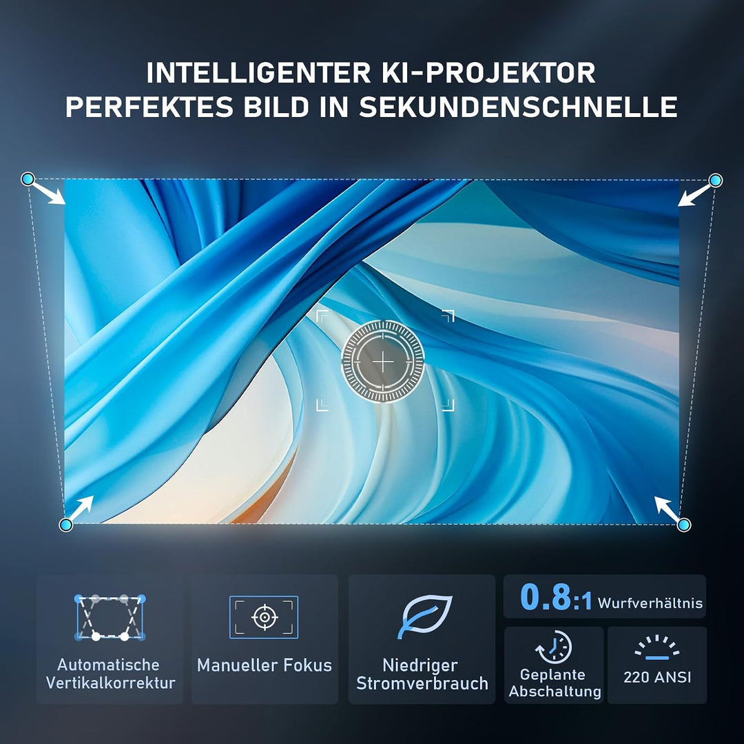 [Mini Beamer &amp; Offizielle Lizenzierte App] XuanPad White Smart Beamer 4K Unterstützung 25000 Lumen m