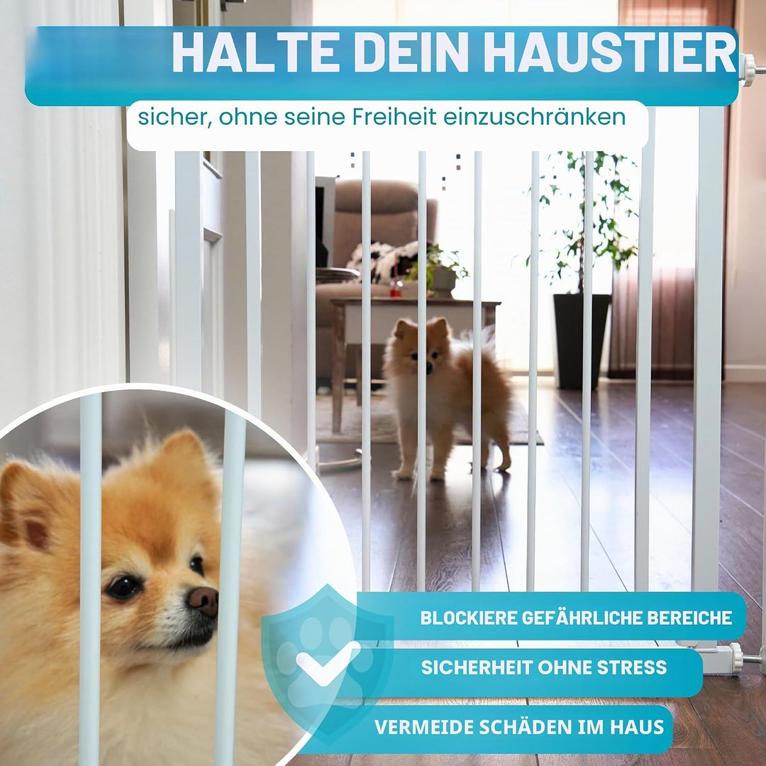 ALMAR Baby Sicherheitsgitter 61-68 cm weiss | Einfache Montage ohne Bohren für Türen, Flure oder Tre