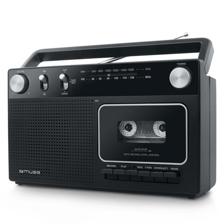 Muse M-152 RC Retro Kassettenrekorder mit Aufnahme-Funktion, Batteriebetrieb möglich (UKW und MW-Tun