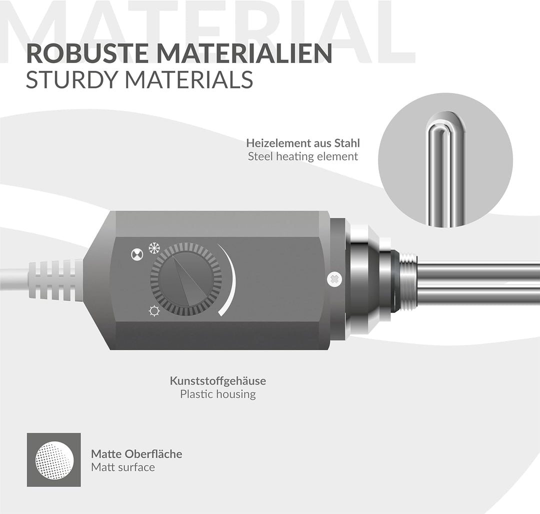 LuxeBath Badheizkörper Elektrisch mit Heizstab 900W Grosse Leistung - 500 x 1200 mm - Anthrazit - ge
