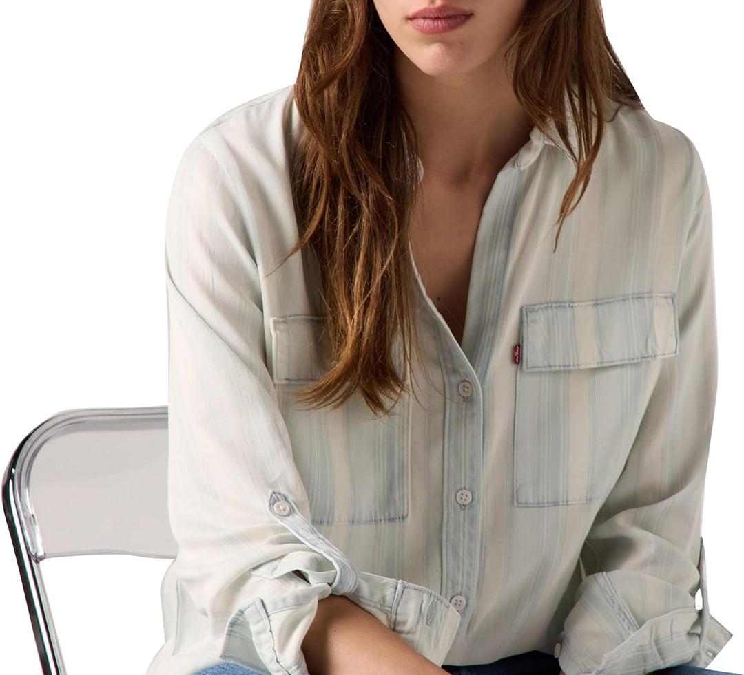 Levi's Damen Doreen Utility Hemd S Colette Stripe Ecru, S Colette Stripe Ecru