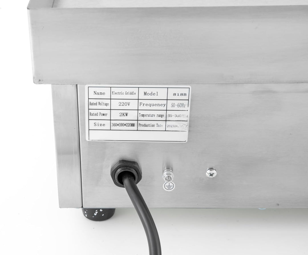 Elektrischer Grill Kommerzielle, 2000W Profi Elektrogrill, Stufenlos 50-300 °C erdickter BBQ Teppany