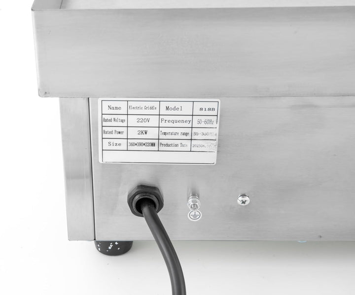 Elektrischer Grill Kommerzielle, 2000W Profi Elektrogrill, Stufenlos 50-300 °C erdickter BBQ Teppany