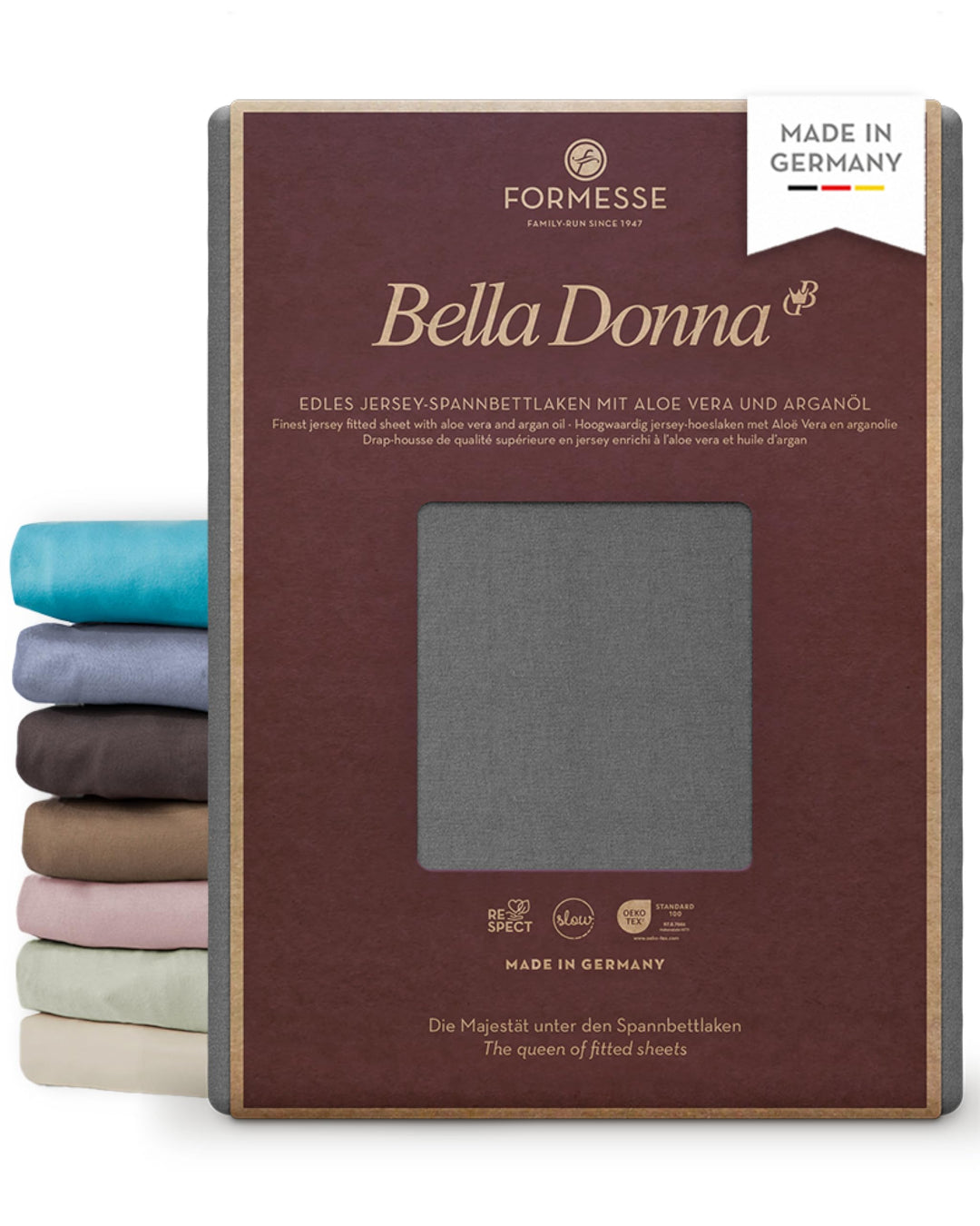 Spannbettlaken Bella Donna Jersey für Matratzen & Wasserbett 140-160 x 200-220 cm in Hellanthrazit