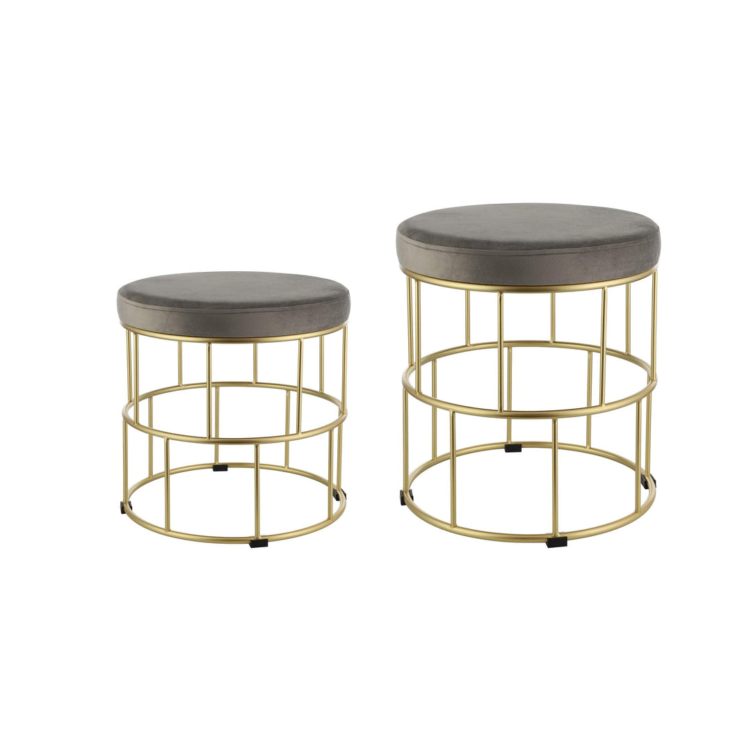 EGLO LIVING 2er Set Hocker Mashike, Elegante Sitzhocker, runde Couch Beistellhocker, Pouf aus Samt i