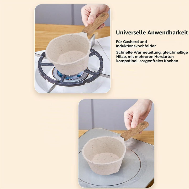 Antihaftbeschichteter Kleiner Topf, Kleiner Weisser Sossentopf, Milchtopf Mit Flachem Boden, Multifu