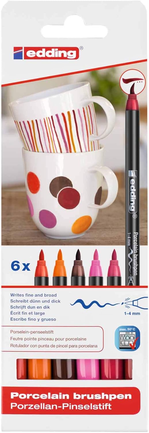 edding 4200 Porzellan Pinselstift (auch für Glas und Keramik) (1 Komplett-Set)