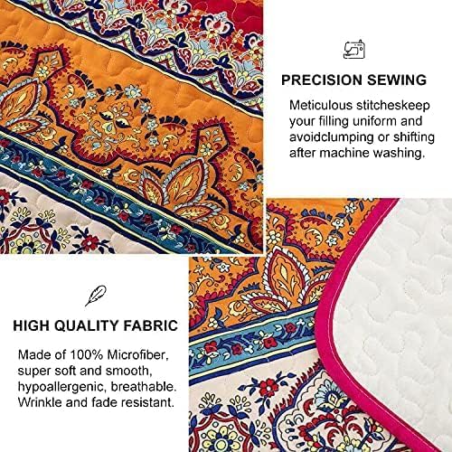 WONGS BEDDING Tagesdecke 200x220 Bettüberwurf Boho Decke Steppdecke 3 teilig Doppelbett Gesteppt Bet