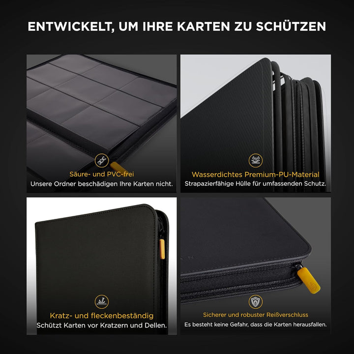 Card Guardian – Premium Sammelkarten Album mit Reissverschluss – 360 Kartenplätze – 9-Pocket TCG Bin