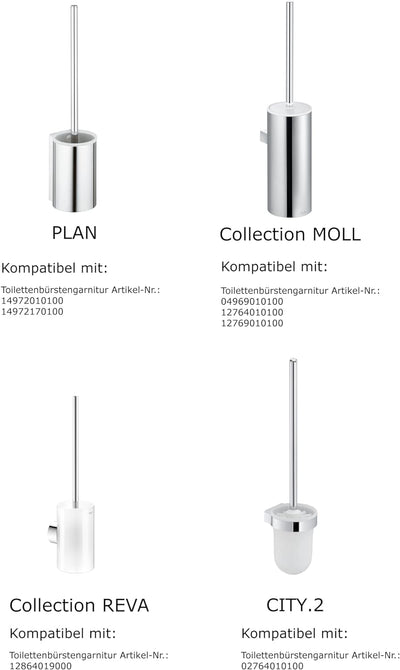 KEUCO Ersatz Toiletten-Bürstenkopf, austauschbar, im 3er Set lose, 12,7x6,9cm, weiss, Original Herst