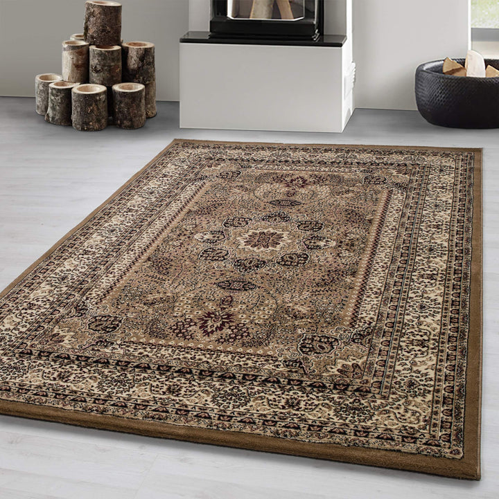 Carpetsale24 Teppich Wohnzimmer Traditioneller Orientalisch Design Beige 120 x 170 cm - Kurzflor Tep