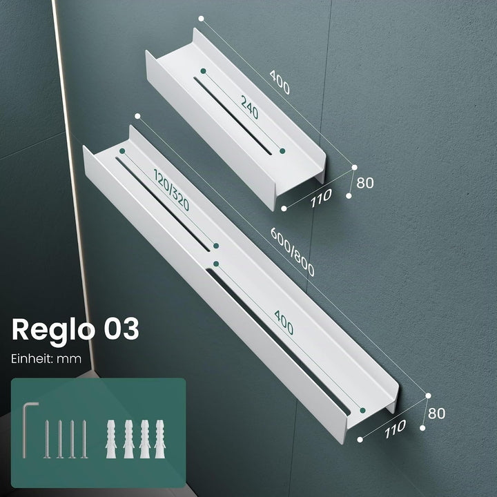 Mai &amp; Mai Duschablage zum Bohren oder Kleben Duschregal Badablage 60cm Badezimmerablage zur Wandmont