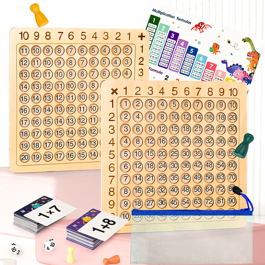 OneNine Hölzerne Montessori Multiplikation & Addition 2 in 1 Mathe Board Game, 1x1 Rechnen Lernen Sp