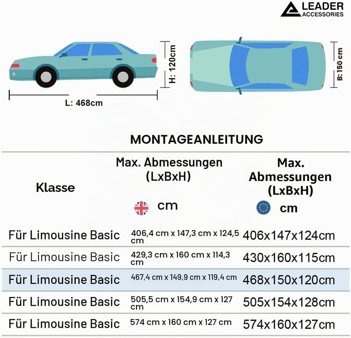 Leader Accessories 3-lagige atmungsaktive Vollgarage Autoplane leichte Ganzgarage Autoabdeckung für