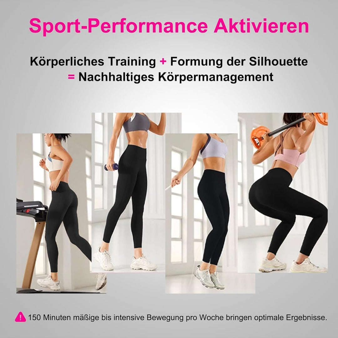 2 Stück 3D Anti Cellulite Leggings Damen High Waist Elastische Sporthose Lang Blickdicht Kompression