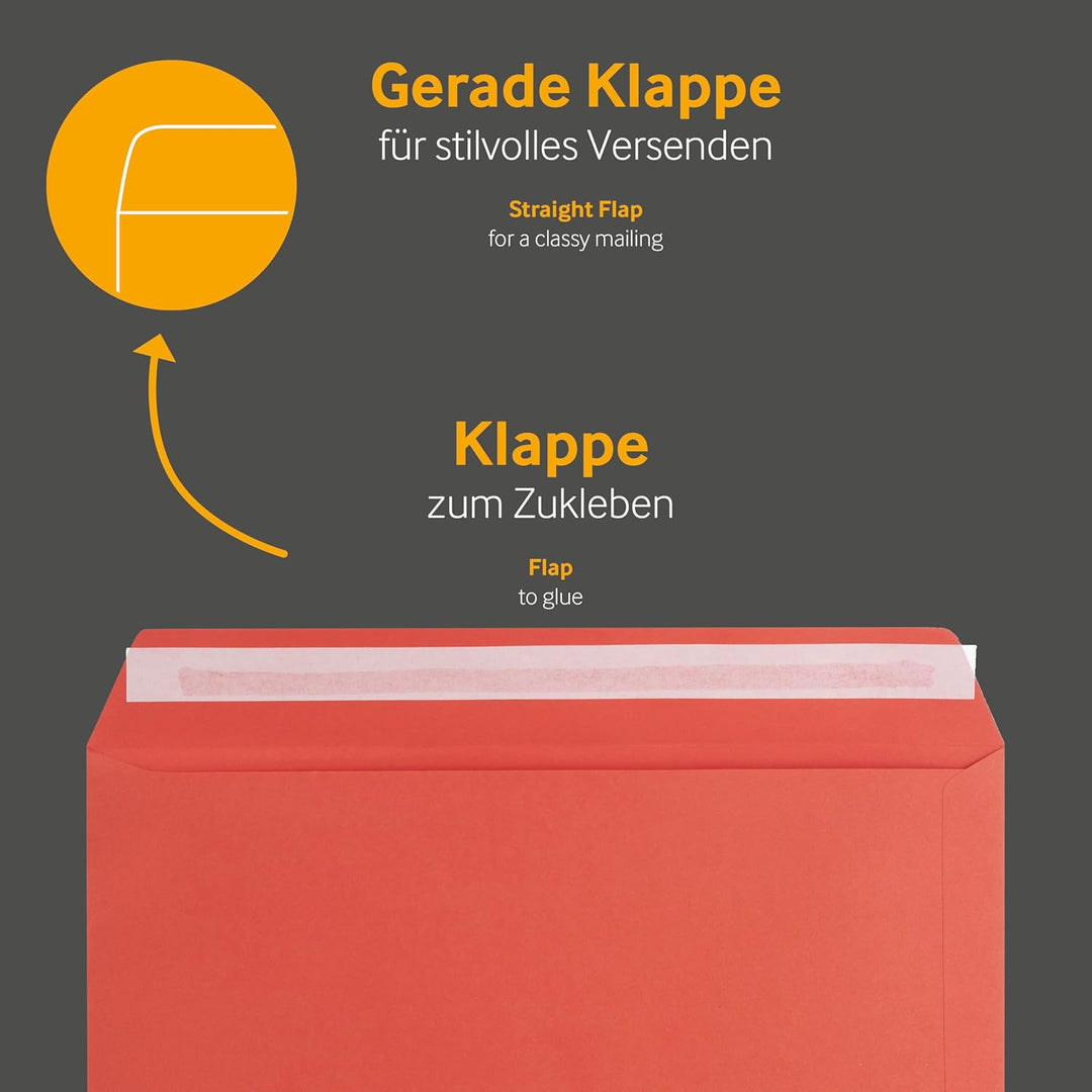 50 Stück, Farbige Briefumschläge, Din C4, Haftklebung Mit Abziehstreifen, Gerade Klappe, 130 G/Qm Co