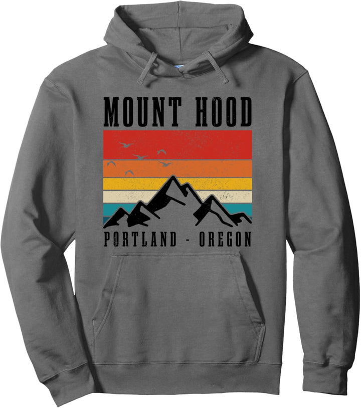 Mount Hood Portland Oregon Vintage Mountain PNW Hiking Pullover Hoodie
