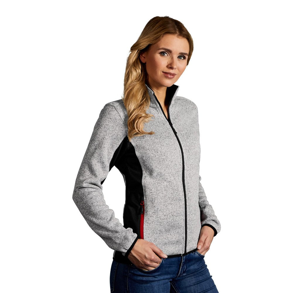 Strick Jacke Workwear Damen, Grau-Melange, XL
