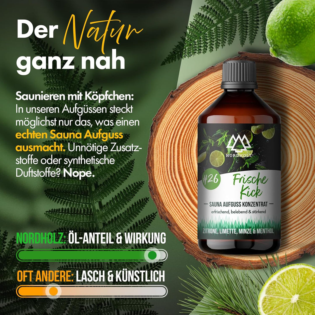 NORDHOLZ® Saunaaufguss [54 Sorten 15ml, 100ml, 250ml] - Sauna Aufgussmittel für intensive & erholsam