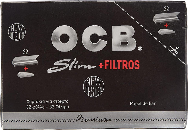 OCB Premium Long Slim Paper schwarz + Tips Zigarettenpapier, Papier, 15 x 15 x 5 cm OCB Schwarz Prem