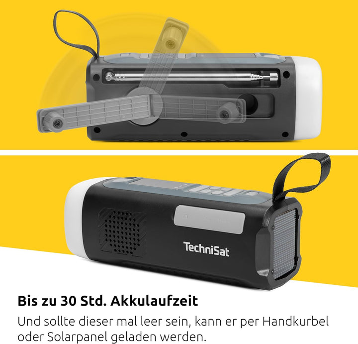TechniSat Viola Kurbelradio – Notfallradio mit Solar und Kurbel, 4500 mAh Akku, UKW/FM, Bluetooth, L