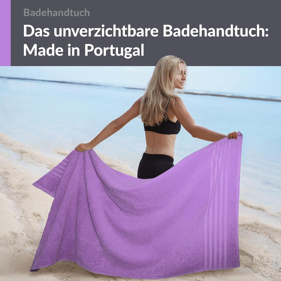 Lashuma Schulter Badehandtuch 100x150 cm Lila - Flieder, London grosses Frottee Handtuch aus 100% Ba