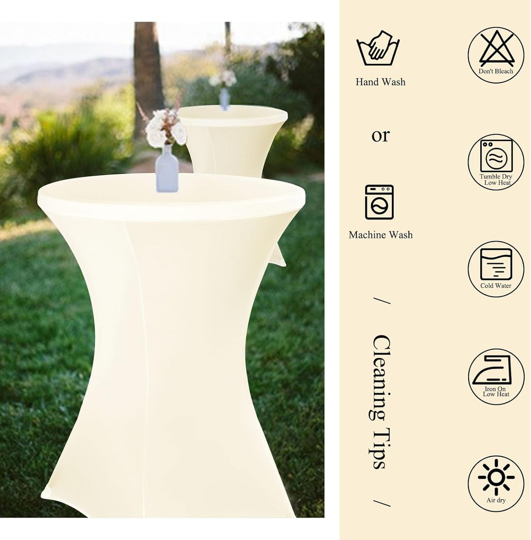 Teruntrue 6 Stück stehtischhusse Beige, Stehtischhusse für Ø 80-85 cm Stehtische und Bistrotische, S