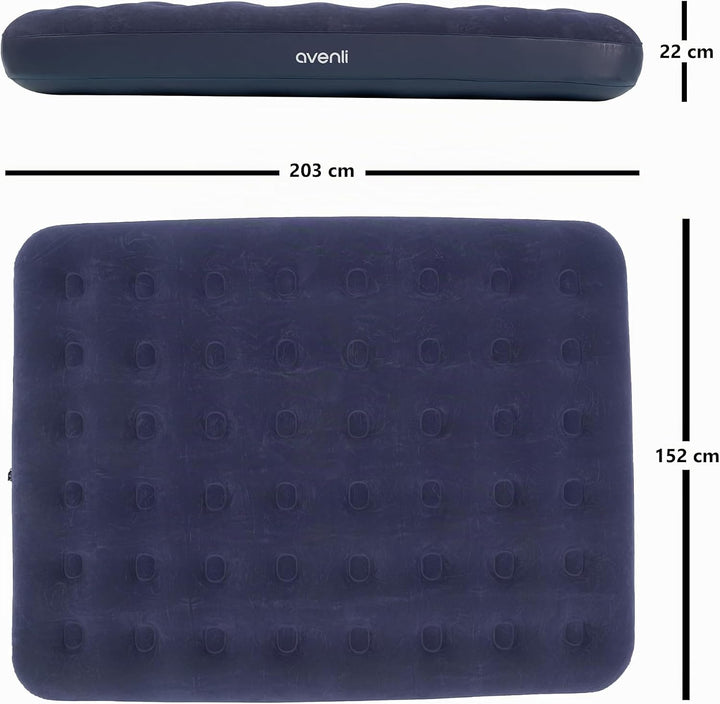 AVENLI Camping Luftmatratze für 2 Personen 203x152x22 cm aufblasbare Matratze Luftbett blau