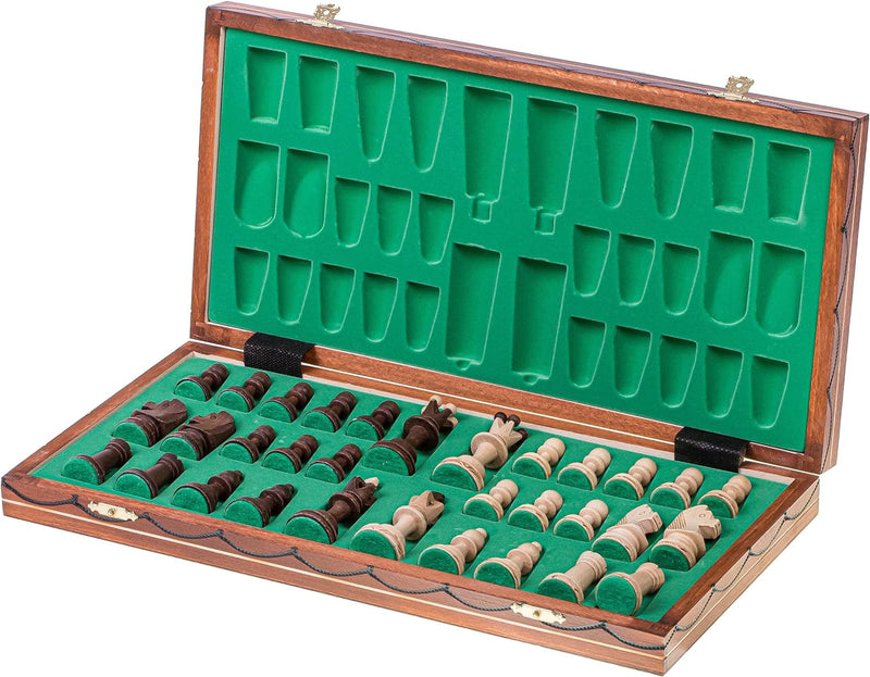 Square - Schach Schachspiel - JUNIOR LUX - 41 x 41 cm - Schachfiguren & Schachbrett aus Holz